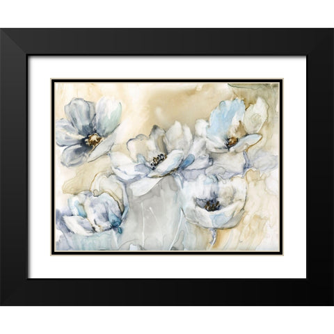 Soft Blooms Black Modern Wood Framed Art Print with Double Matting by Nan