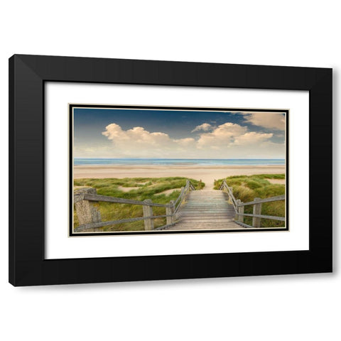 Welcome Beach Black Modern Wood Framed Art Print with Double Matting by Calascibetta, Mike