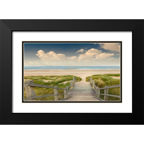 Welcome Beach Black Modern Wood Framed Art Print with Double Matting by Calascibetta, Mike