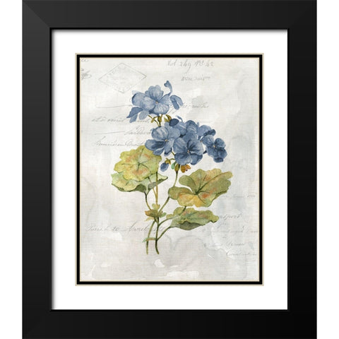 Blue Linen Geranium Black Modern Wood Framed Art Print with Double Matting by Robinson, Carol