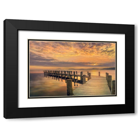 Reaching Out Black Modern Wood Framed Art Print with Double Matting by Calascibetta, Mike