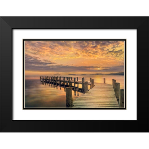Reaching Out Black Modern Wood Framed Art Print with Double Matting by Calascibetta, Mike