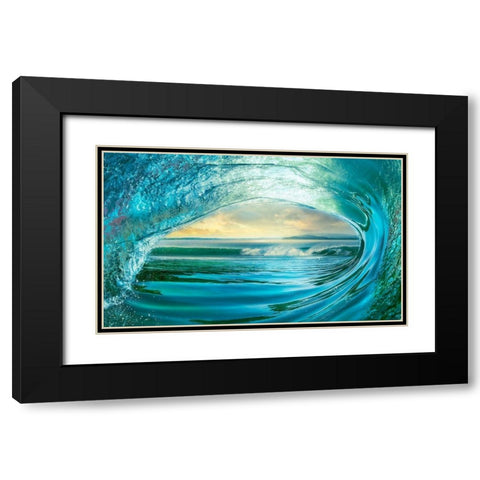 Big Wave Black Modern Wood Framed Art Print with Double Matting by Calascibetta, Mike
