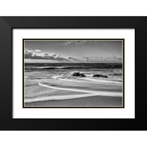 Whispering Sands Beach Black Modern Wood Framed Art Print with Double Matting by Collins, Ann