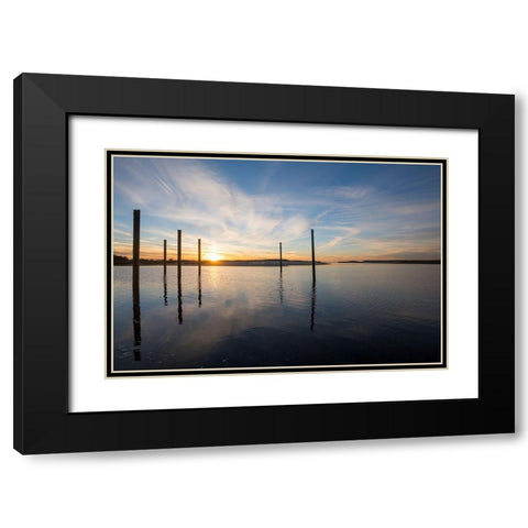 Bay at Sunset Black Modern Wood Framed Art Print with Double Matting by Foulke, Doug