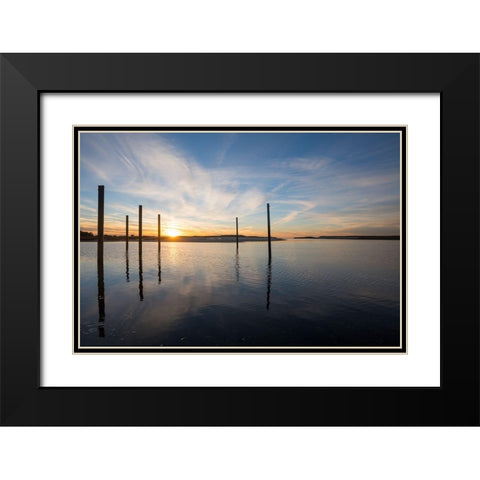 Bay at Sunset Black Modern Wood Framed Art Print with Double Matting by Foulke, Doug