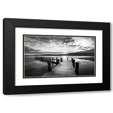 Evening Dock Black Modern Wood Framed Art Print with Double Matting by Calascibetta, Mike