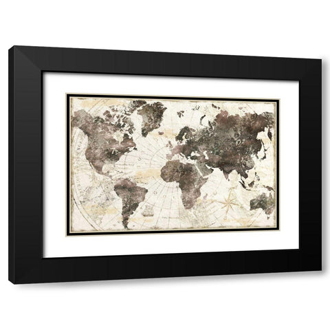 Terra Nova Black Modern Wood Framed Art Print with Double Matting by CAD Designs