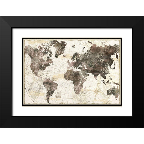 Terra Nova Black Modern Wood Framed Art Print with Double Matting by CAD Designs