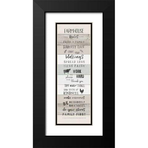 Farmhouse Rules Black Modern Wood Framed Art Print with Double Matting by CAD Designs