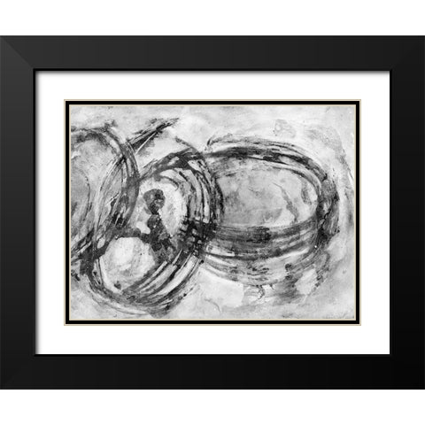 Infinity Rings II Black Modern Wood Framed Art Print with Double Matting by Pattinian, Merri