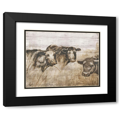 Sepia Cows Black Modern Wood Framed Art Print with Double Matting by Brooks, Donna