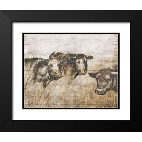 Sepia Cows Black Modern Wood Framed Art Print with Double Matting by Brooks, Donna