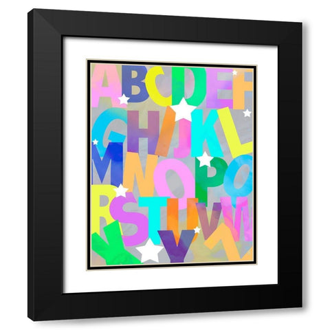 Alphabet Soup Black Modern Wood Framed Art Print with Double Matting by Santiago, Daniela