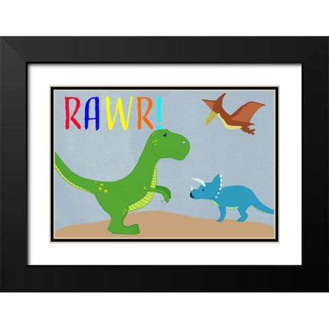 Rawr! Black Modern Wood Framed Art Print with Double Matting by Santiago, Daniela