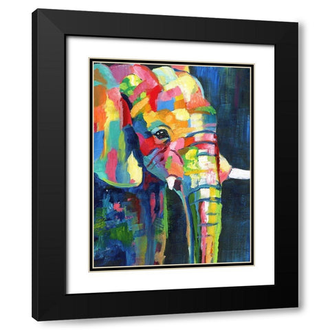 Vibrant Elephant Black Modern Wood Framed Art Print with Double Matting by Nan