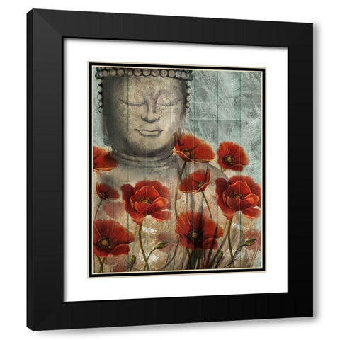 Floral Buddha Black Modern Wood Framed Art Print with Double Matting by Knutsen, Conrad