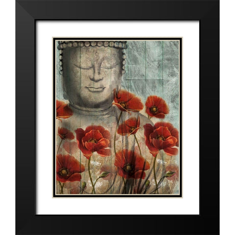 Floral Buddha Black Modern Wood Framed Art Print with Double Matting by Knutsen, Conrad