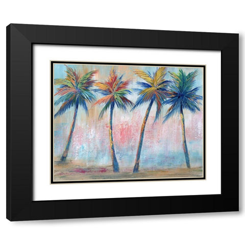 Color Pop Palms Black Modern Wood Framed Art Print with Double Matting by Nan