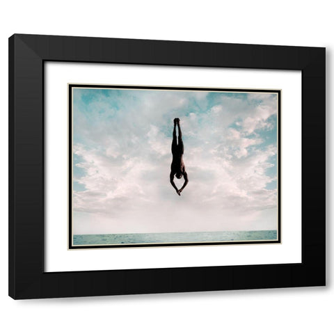 Cliff Diver Black Modern Wood Framed Art Print with Double Matting by Souders, Paul