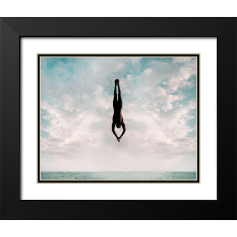 Cliff Diver Black Modern Wood Framed Art Print with Double Matting by Souders, Paul