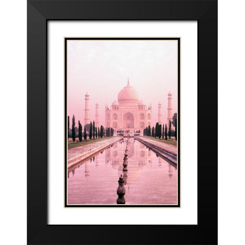 Taj Mahal In Pink Light Black Modern Wood Framed Art Print with Double Matting by Bachmann, Bill