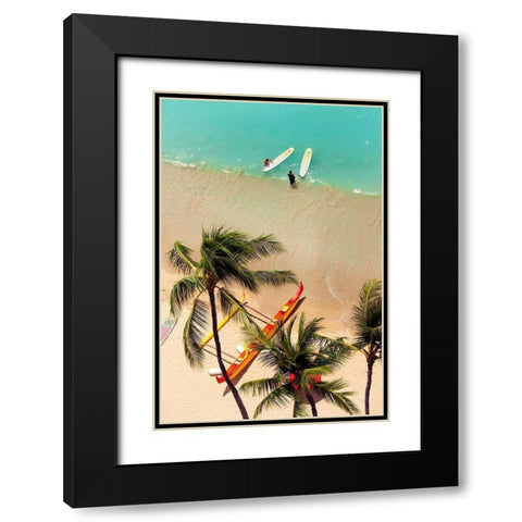 Waikiki Beach Black Modern Wood Framed Art Print with Double Matting by Peebles, Douglas