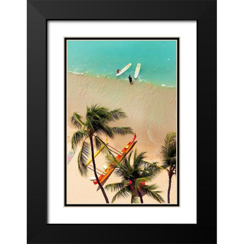 Waikiki Beach Black Modern Wood Framed Art Print with Double Matting by Peebles, Douglas
