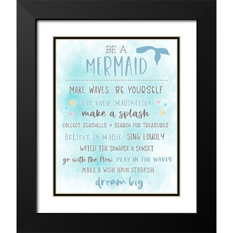 Be a Mermaid Black Modern Wood Framed Art Print with Double Matting by Carpentieri, Natalie