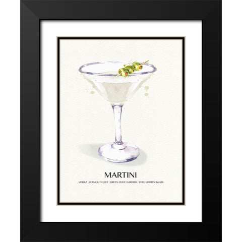 Martini Black Modern Wood Framed Art Print with Double Matting by Jill, Susan