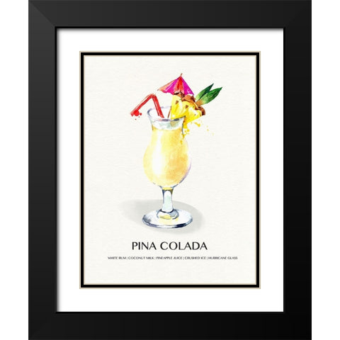 Pina Colada Black Modern Wood Framed Art Print with Double Matting by Jill, Susan