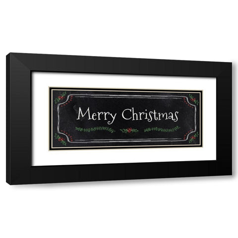 Merry Christmas Black Modern Wood Framed Art Print with Double Matting by Carpentieri, Natalie