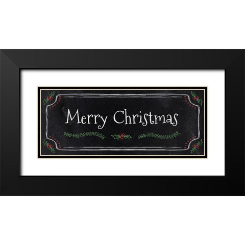 Merry Christmas Black Modern Wood Framed Art Print with Double Matting by Carpentieri, Natalie