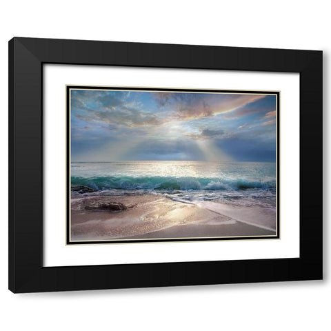 Aqua Blue Morning Black Modern Wood Framed Art Print with Double Matting by Calascibetta, Mike