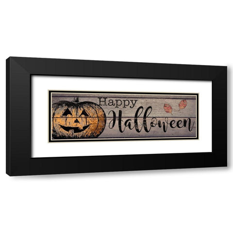 Happy Halloween Black Modern Wood Framed Art Print with Double Matting by CAD Designs