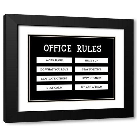 Office Rules Black Modern Wood Framed Art Print with Double Matting by CAD Designs