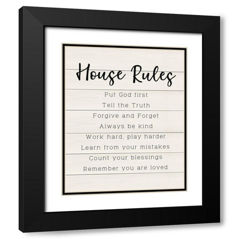House Rules Black Modern Wood Framed Art Print with Double Matting by CAD Designs