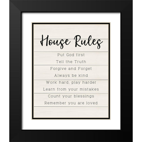House Rules Black Modern Wood Framed Art Print with Double Matting by CAD Designs