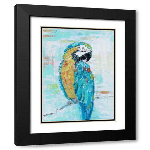 Island Parrot I Black Modern Wood Framed Art Print with Double Matting by Swatland, Sally