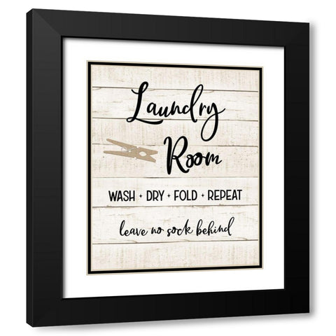 Laundry Pin I Black Modern Wood Framed Art Print with Double Matting by CAD Designs