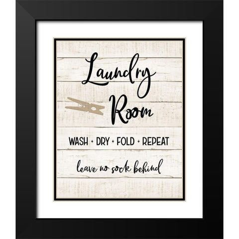 Laundry Pin I Black Modern Wood Framed Art Print with Double Matting by CAD Designs