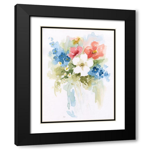 Spring Medley I Black Modern Wood Framed Art Print with Double Matting by Nan