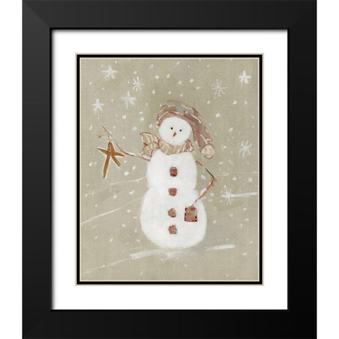 Linen Snowman II Black Modern Wood Framed Art Print with Double Matting by Swatland, Sally