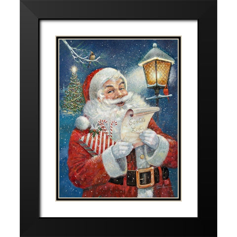 Santas List Black Modern Wood Framed Art Print with Double Matting by Manning, Ruane