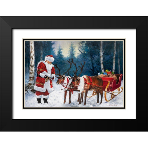 Santa Prepping the Team Black Modern Wood Framed Art Print with Double Matting by Orme, E. Anthony