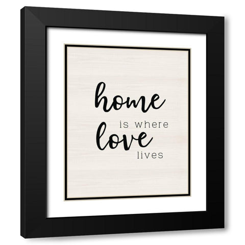 Love Lives Black Modern Wood Framed Art Print with Double Matting by CAD Designs