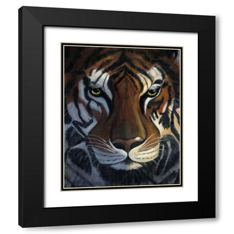Tiger Stare Black Modern Wood Framed Art Print with Double Matting by Cole, Jan