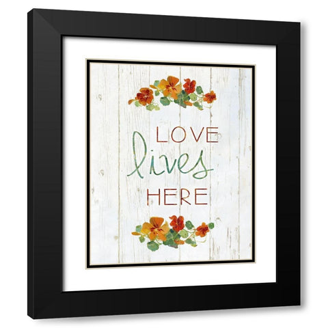 Love Lives Here Black Modern Wood Framed Art Print with Double Matting by Swatland, Sally