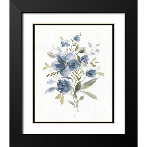 Linen Botanical Navy II Black Modern Wood Framed Art Print with Double Matting by Robinson, Carol