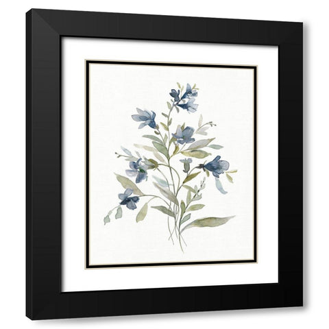 Linen Botanical Navy III Black Modern Wood Framed Art Print with Double Matting by Robinson, Carol